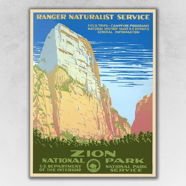 11" X 14" Zion National Park C1938 Vintage Travel Poster Wall Art 394387 By Homeroots