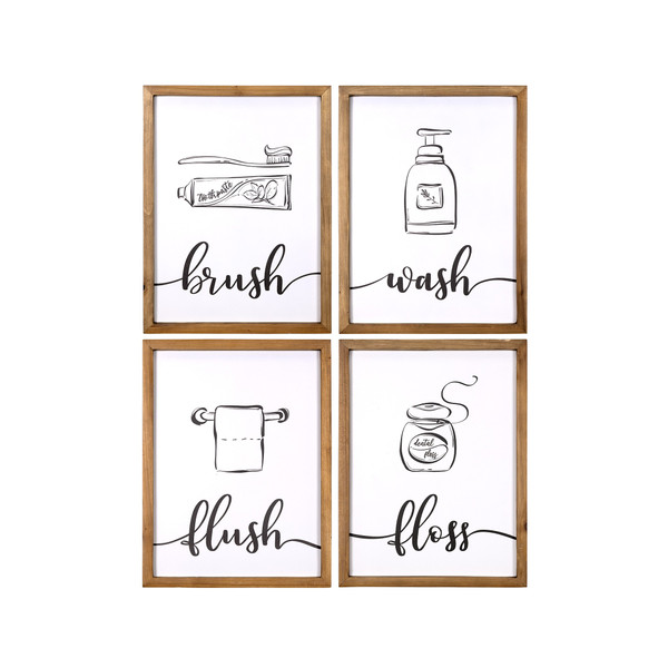 Set Of Four Bathroom Themed Wall Art 396808 By Homeroots