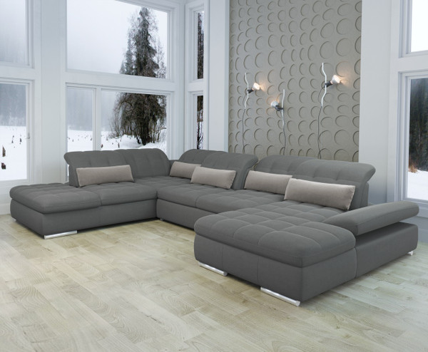 Mod Gray Five Piece Right Sectional Sofa With Storage And Sleeper 397456 By Homeroots