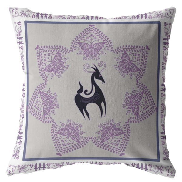 26" Gray Purple Horse Indoor Outdoor Throw Pillow 412409 By Homeroots