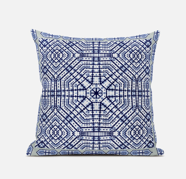 16" Navy White Geostar Zippered Suede Throw Pillow 413804 By Homeroots
