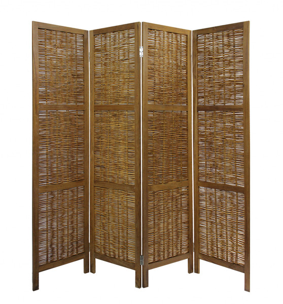 Brown Willow Four Panel Room Divider Screen 415089 By Homeroots