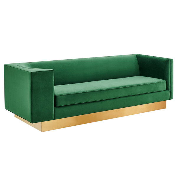 Modway Eminence Upholstered Performance Velvet Sofa - Emerald EEI-5016-EME