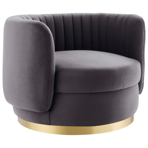 Modway Embrace Tufted Performance Velvet Performance Velvet Swivel Chair - Gold Gray EEI-4997-GLD-GRY