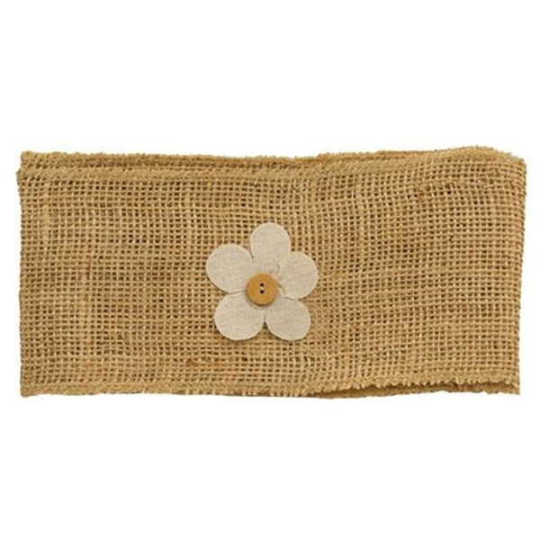 Burlap Button Flower Ribbon G14739 By CWI Gifts