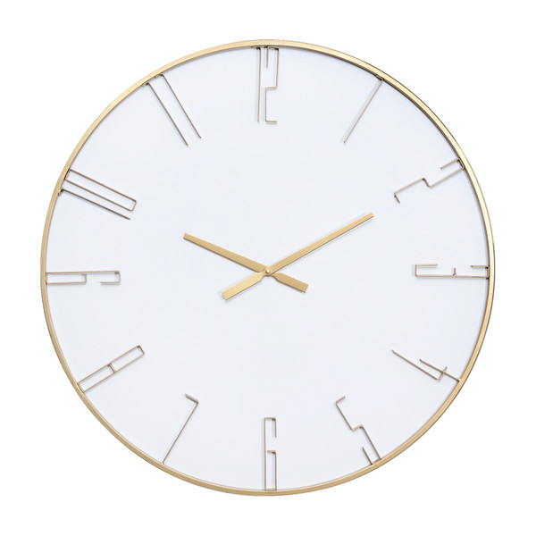 Minimalist White And Gold Wall Clock 402611 By Homeroots