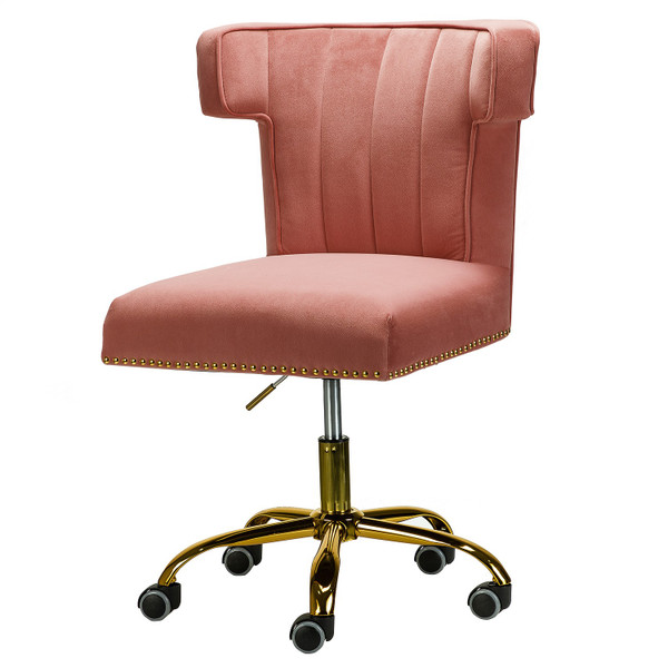 Contempo Rose Pink Velvet Nailhead Office Chair 403575 By Homeroots