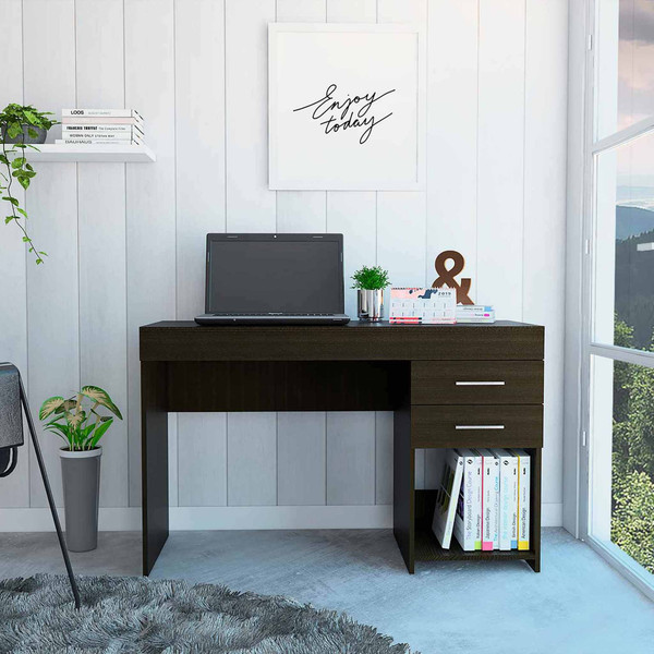 Deon Black Two Drawer Computer Desk 403780 By Homeroots