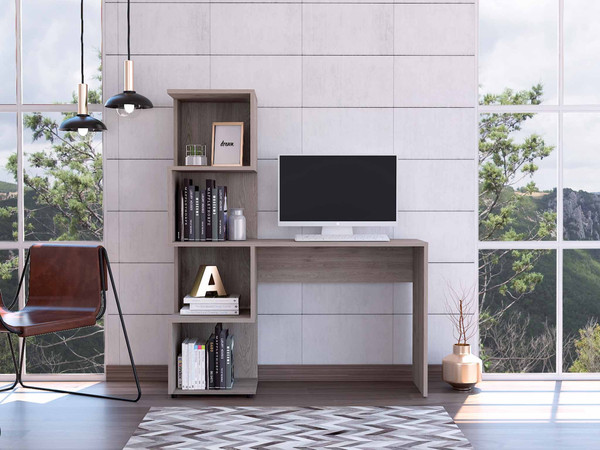 Modern Cubby Light Gray Computer Desk And Bookcase 403803 By Homeroots