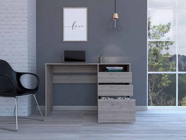 Echo Light Gray Computer Desk With Three Drawers 403806 By Homeroots