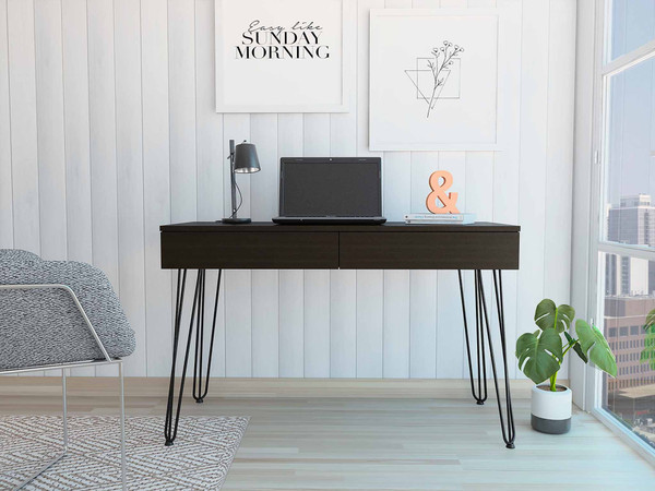 Roxy Black Computer Desk With Two Drawers 403812 By Homeroots
