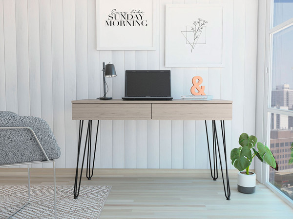Roxy Light Gray Computer Desk With Two Drawers 403813 By Homeroots