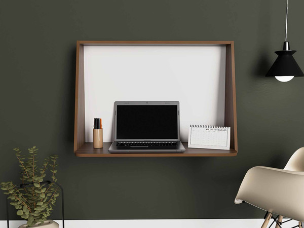 Contempo Mahogany And White Wall Desk 403825 By Homeroots