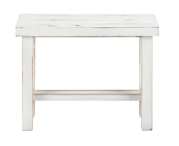 24" Rustic White Distressed Bench 416835 By Homeroots
