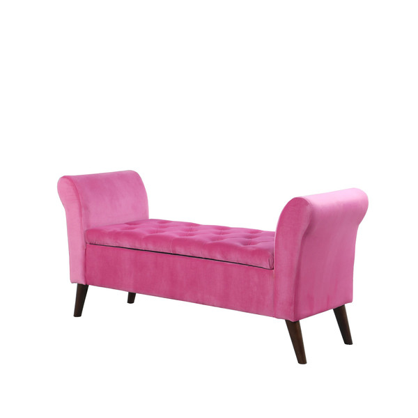 Hot Pink Tufted Velvet Settee Storage Bench 469301 By Homeroots