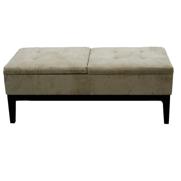 Contemporary Beige Dual Lift Storage Bench 469309 By Homeroots