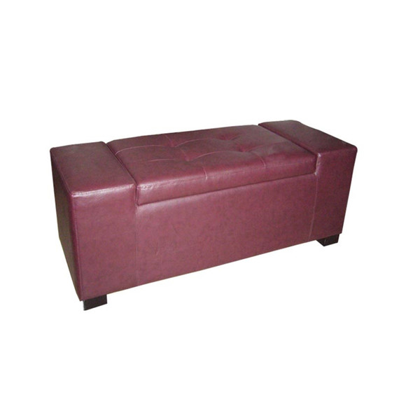 Dark Maroon Vintage Style Leather Storage Bench 469316 By Homeroots