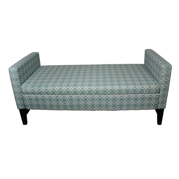 Modern Aqua Teal Geometric Print Storage Bench 469325 By Homeroots