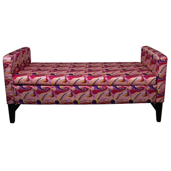 Modern Hot Pink And Purple Abstract Print Storage Bench 469326 By Homeroots