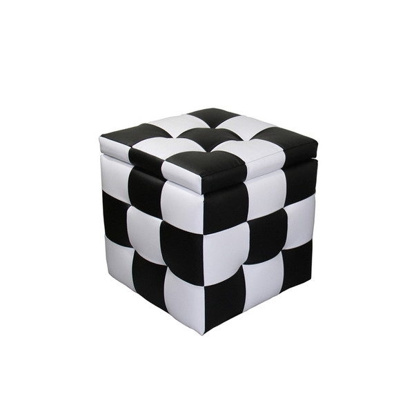 Set Of Two Black And White Storage Ottoman Cubes 469393 By Homeroots