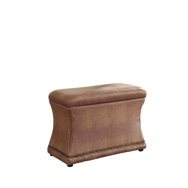 Brown Faux Croc Storage Ottoman 469408 By Homeroots