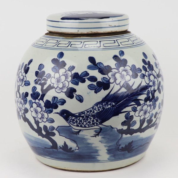 Blue And White Ming Jar Long-Tailed Bird -Small 1603F-S