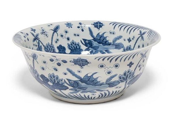 Blue & White Fish Bowl - Medium 1913M