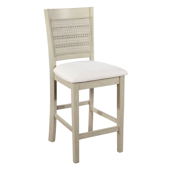 Walden 24" Cane Back Counter Stool - Linen- Antique White base WLD24AW-L32 By Office Star