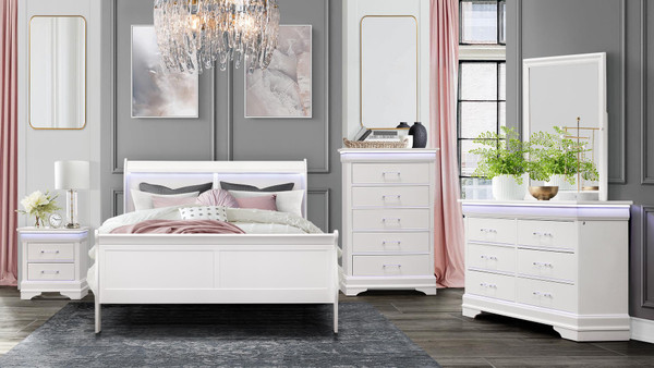 Charlie White King Bedroom Set CHARLIE-WHITE-KBG By Global Furniture