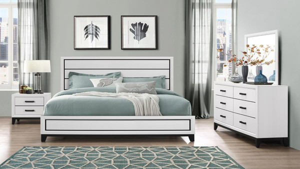 Kate White Queen Bedroom Set KATE-WH-QBG By Global Furniture