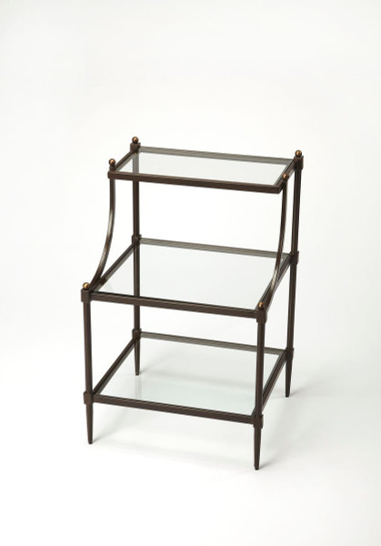Butler Peninsula Metal & Glass Tiered Side Table 7015030