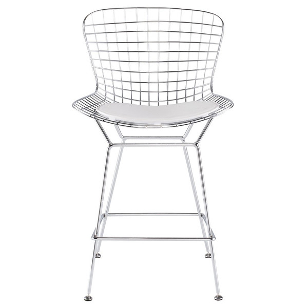 Wireback Counter Stool - White/Silver HGGA257 By Nuevo Living