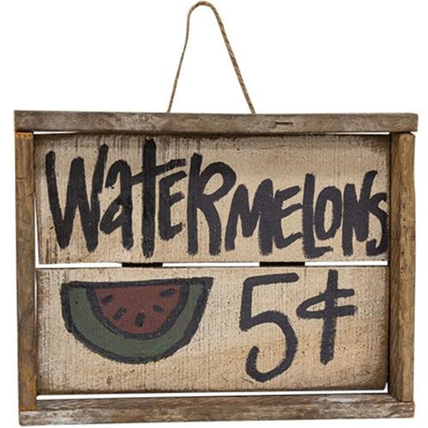 CWI Gifts G22212 Watermelons 5 Cents Rustic Wood Framed Sign