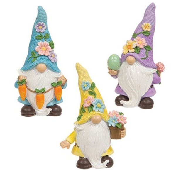 Pastel Sparkle Spring Gnome 3 Asstd. (Pack Of 3) G2636630 By CWI Gifts