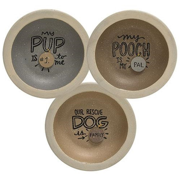 *Dog Tag Bowl 3 Asstd. (Pack Of 3) G35453 By CWI Gifts