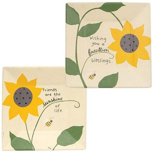 *Buzzillion Blessings Square Plate 2 Asstd. (Pack Of 2) G35782 By CWI Gifts