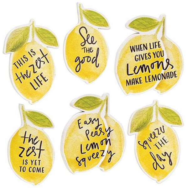 6/Set Lemon Sayings Magnets G35972 By CWI Gifts