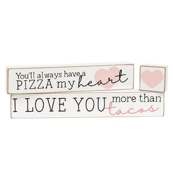 3/Set Pizza My Heart Blocks G36023 By CWI Gifts