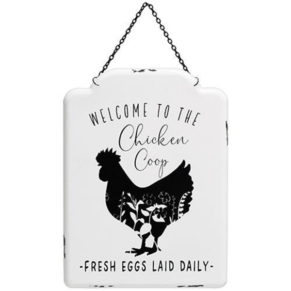 Welcome To The Chicken Coop Metal Hanging Sign G65224 By CWI Gifts