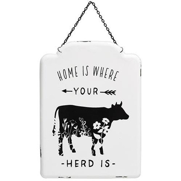 Home Is Where Your Herd Is Metal Hanging Sign G65225 By CWI Gifts