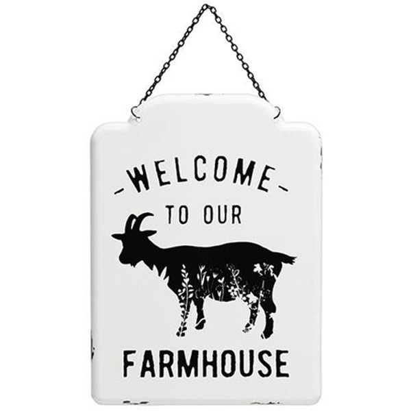 Welcome To Our Farmhouse Metal Hanging Sign G65226 By CWI Gifts