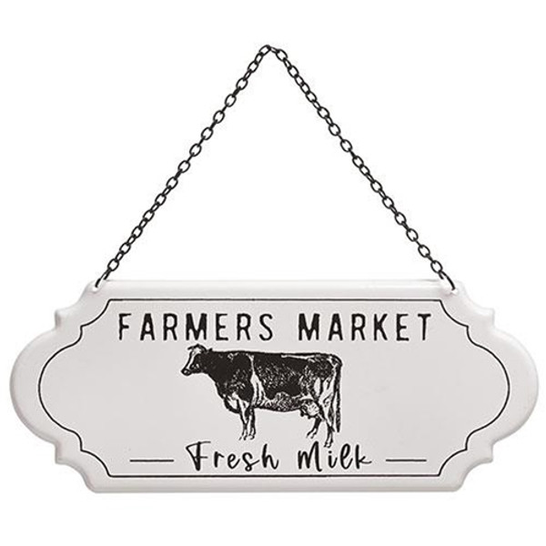 Farmers Market Fresh Milk Metal Hanging Sign G65229 By CWI Gifts