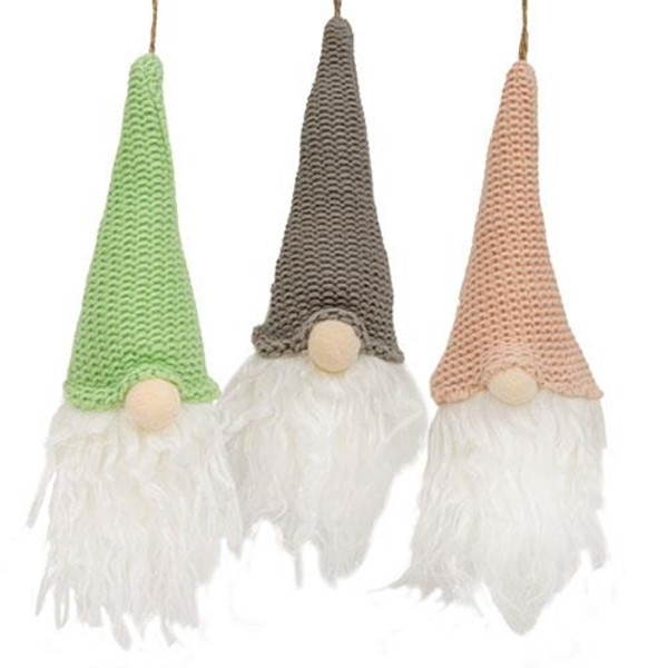 *Blue Pink Or Green Hat Gnome Ornament 3 Asstd. (Pack Of 3) GDAF249203A By CWI Gifts