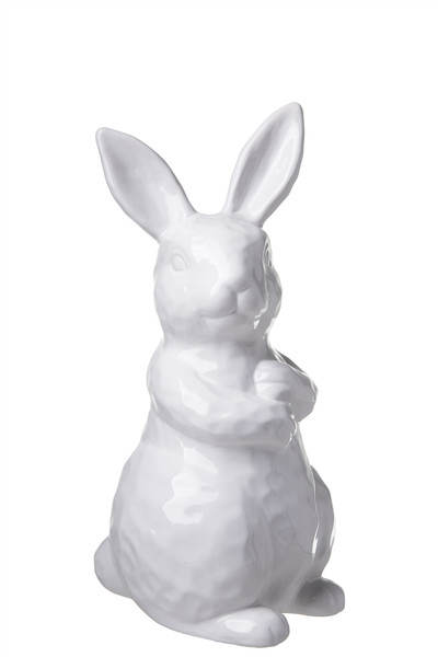 Ceramic Standing Rabbit Facing Right Figurine With Pressed Dotted Design Body Sm Gloss Finish White (Pack Of 6) 10935 By Urban Trends