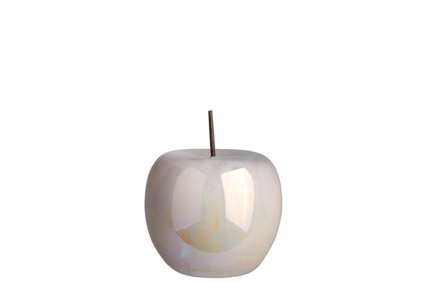 Ceramic Apple Figurine With Stem Sm Polished Pearlescent Finish Off-White (Pack Of 8) 10977 By Urban Trends