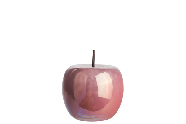 Ceramic Apple Figurine With Stem Sm Polished Pearlescent Finish Pink (Pack Of 8) 10979 By Urban Trends