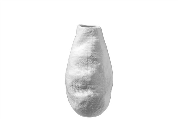 Ceramic Round Bellied Vase With Irregular Lip And Layered Design Body Sm Matte Finish White (Pack Of 4) 12681 By Urban Trends