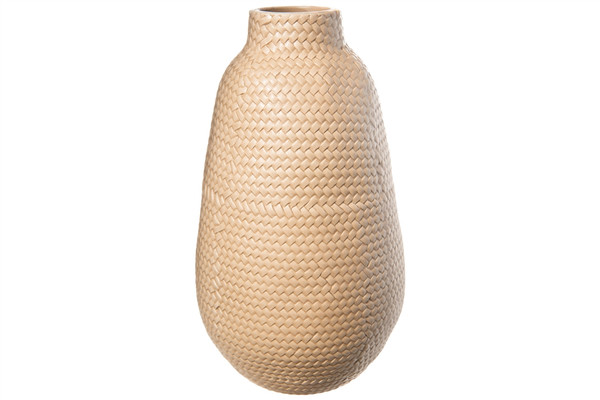 Ceramic Tall Round Bellied Vase With Narrow Top Opening And Weaving Design Body Lg Matte Finish Brown (Pack Of 4) 12684 By Urban Trends