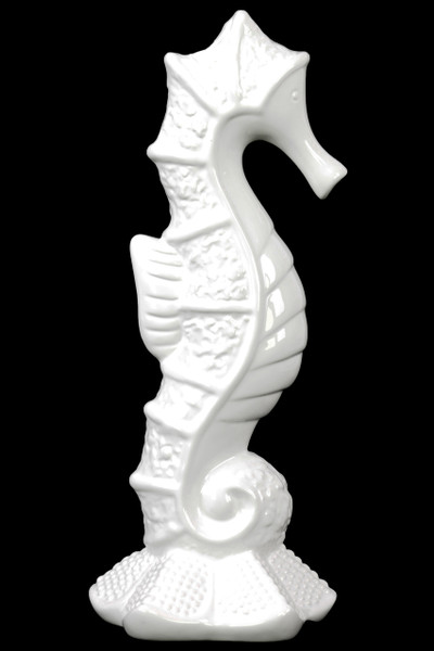 Porcelain Seahorse Figurine On Sea Star Base Gloss Finish White (Pack Of 4) 12990 By Urban Trends
