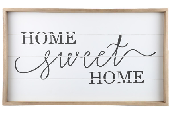 Wood Rectangle Wall Art With Frame, Printed "Home Sweet Home" And Metal Sawtooth Back Hangers Smooth Finish White (Pack Of 6) 17100 By Urban Trends